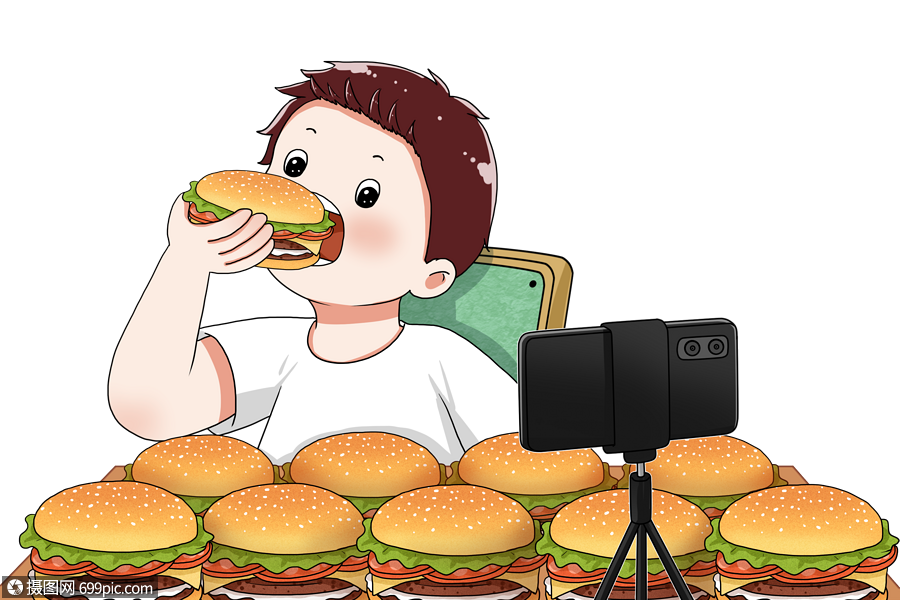 免抠元素 手绘/卡通元素 大胃王吃播.png