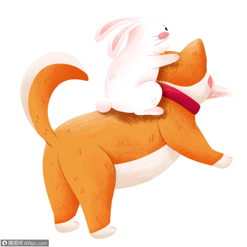 骑着狗的兔子动物秋分