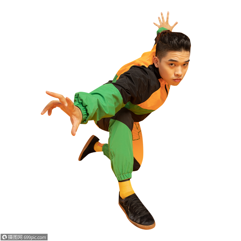色彩街舞男生帅气姿势