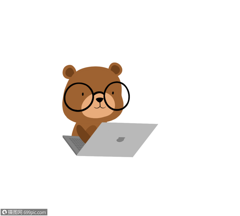 小熊戴眼镜看电脑头像图片