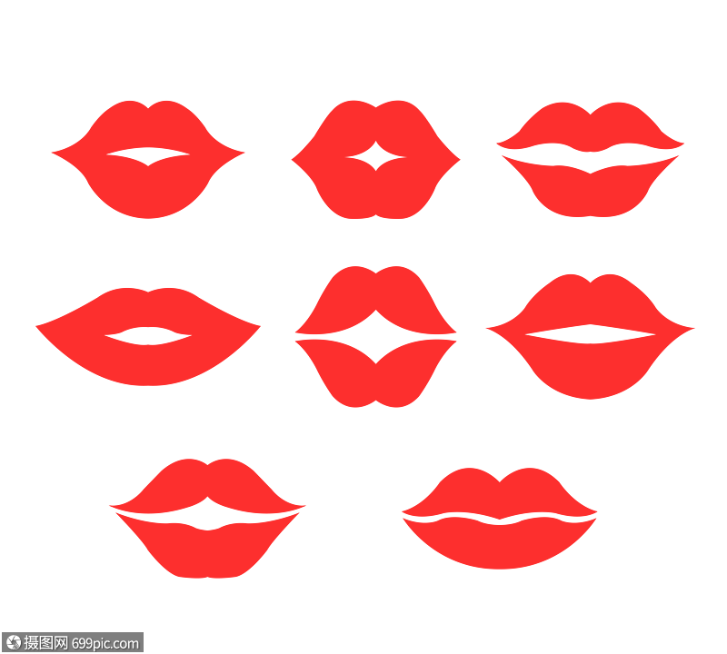 卡通简约口红唇印装饰元素