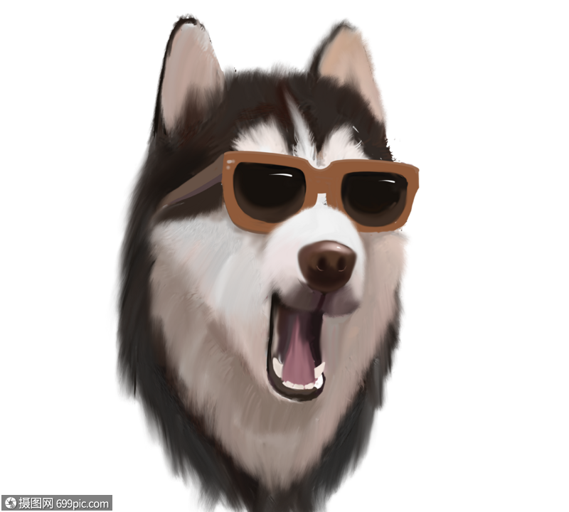 戴墨镜狗头元素滑稽动物