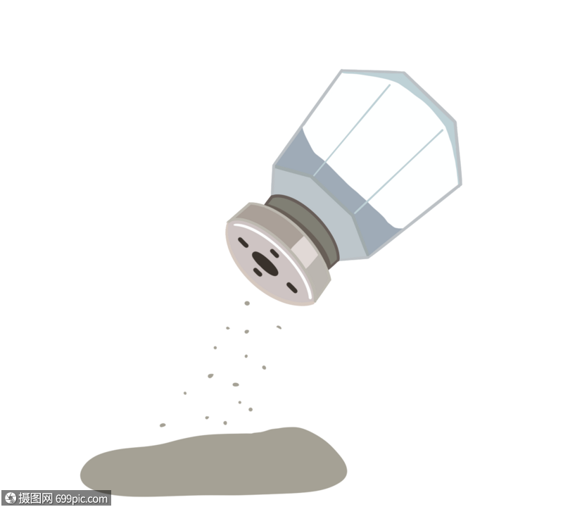 手绘盐罐撒盐创意卡通