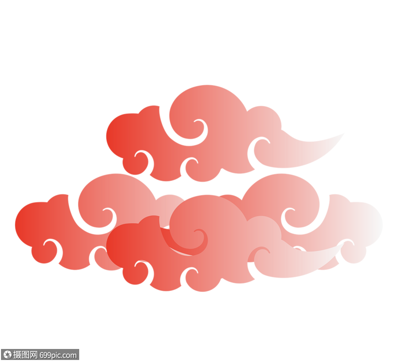卡通云素材祥云红色立体云