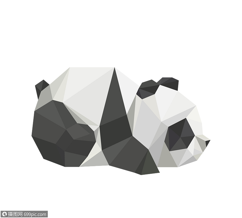 简约风格多边形动物大熊猫