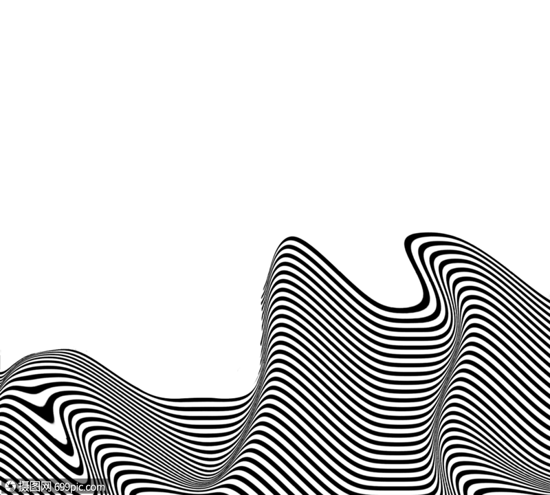 黑白视觉效果波纹线3d视错觉线条图案