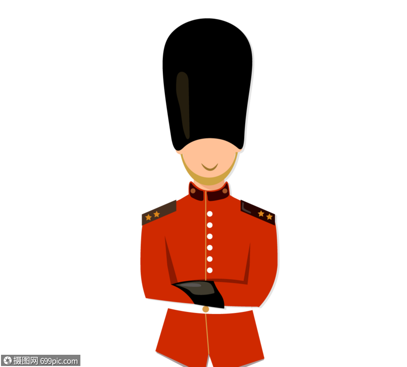 英伦侍卫半身像简约卡通英国旅游观光