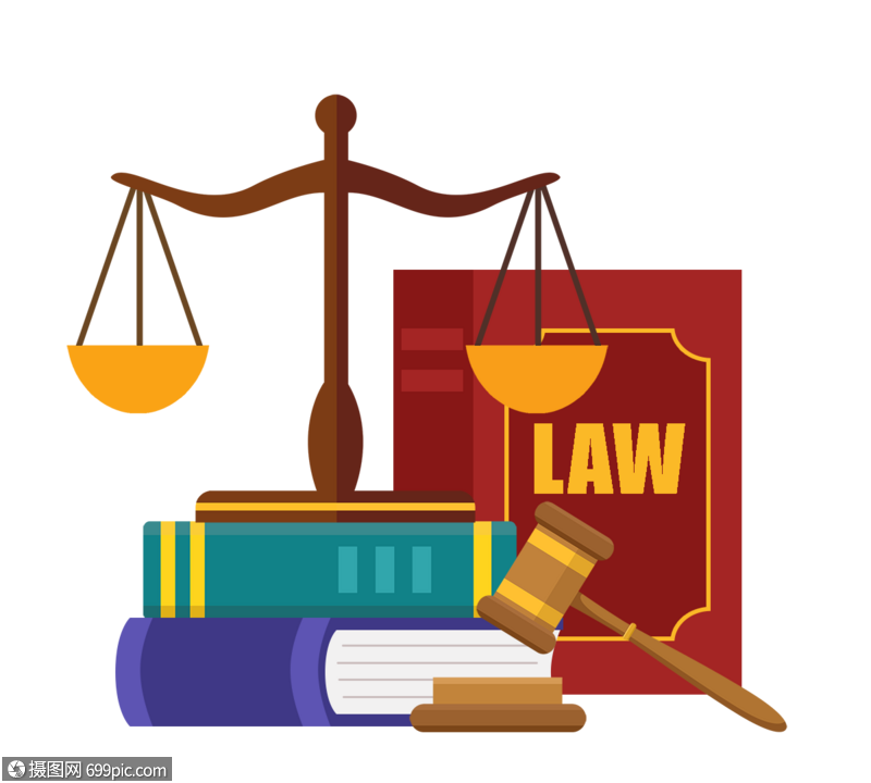 手绘宪法法律法槌天平law庄严严肃