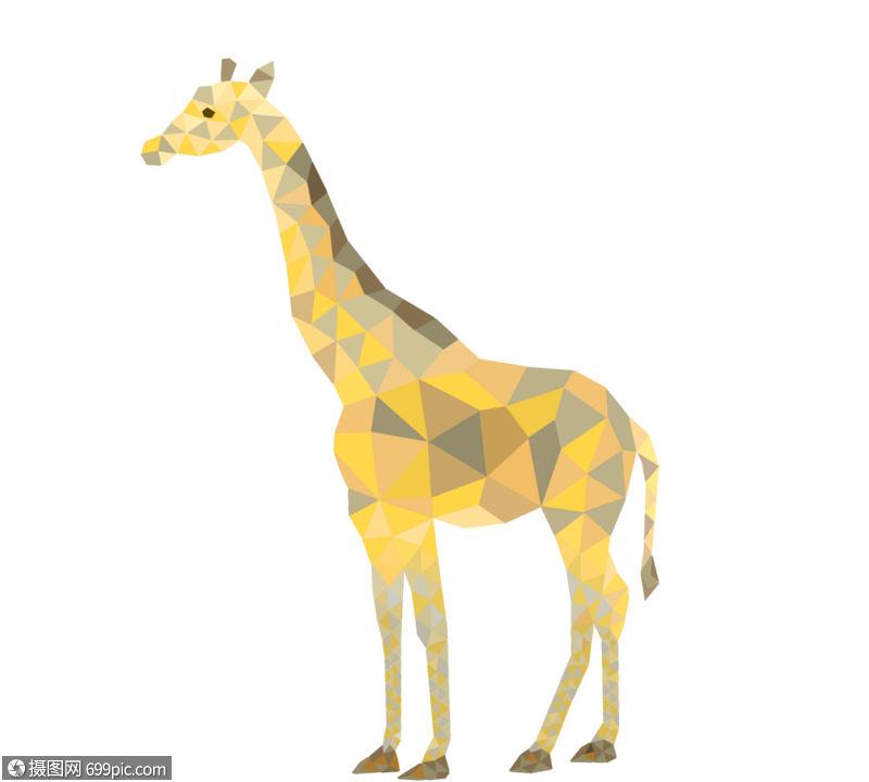 多边形动物渐变色块几何手绘长颈鹿