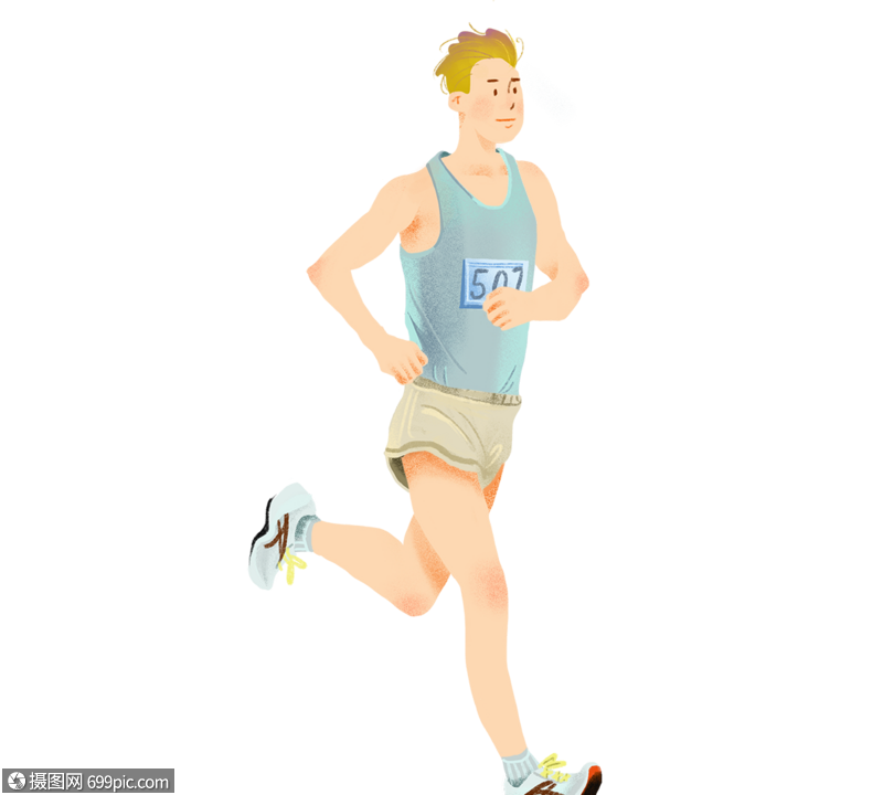 手绘马拉松运动跑步人运动员