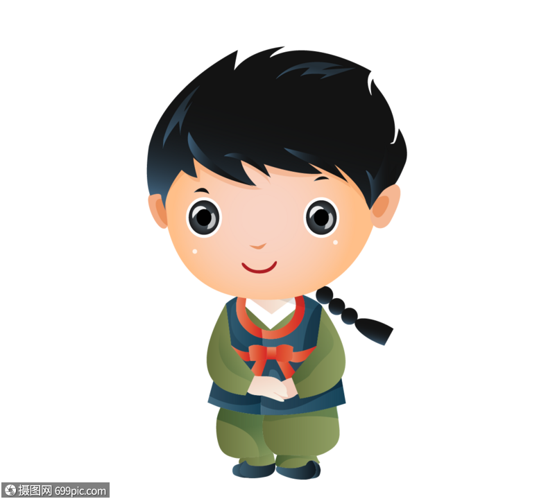 手绘阳光男孩穿韩服设计人物卡通男生