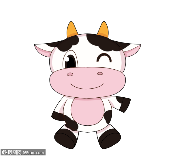 可爱卡通手绘奶牛