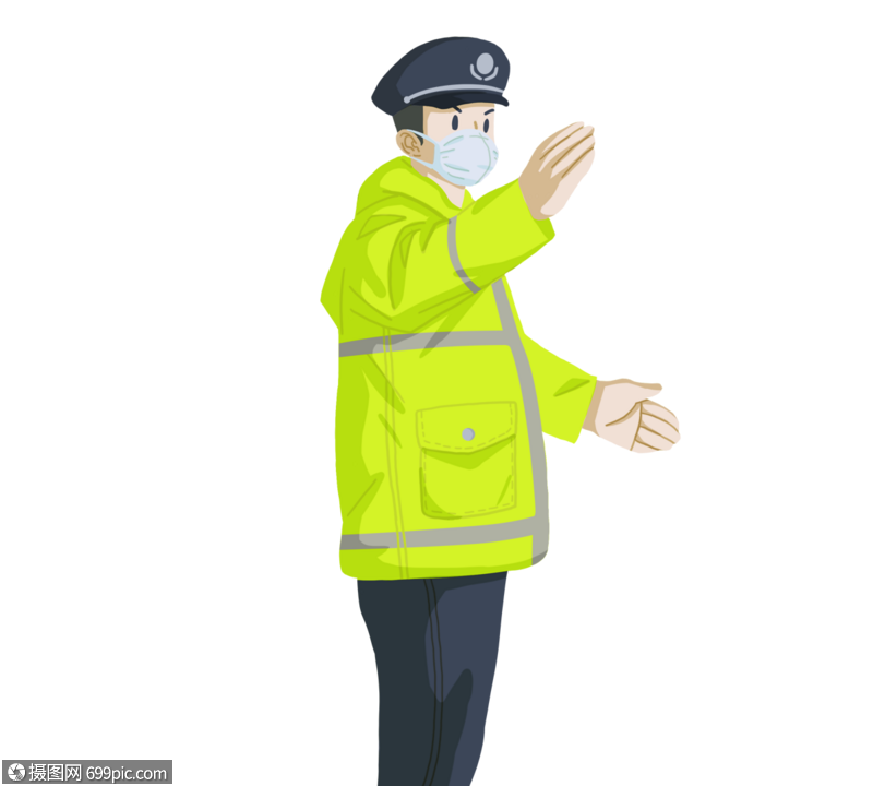 公安警察逆行者戴口罩职业插画警察插画