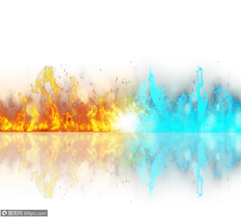 冰与火加上创意纹理手绘元素烟雾烟气燃烧