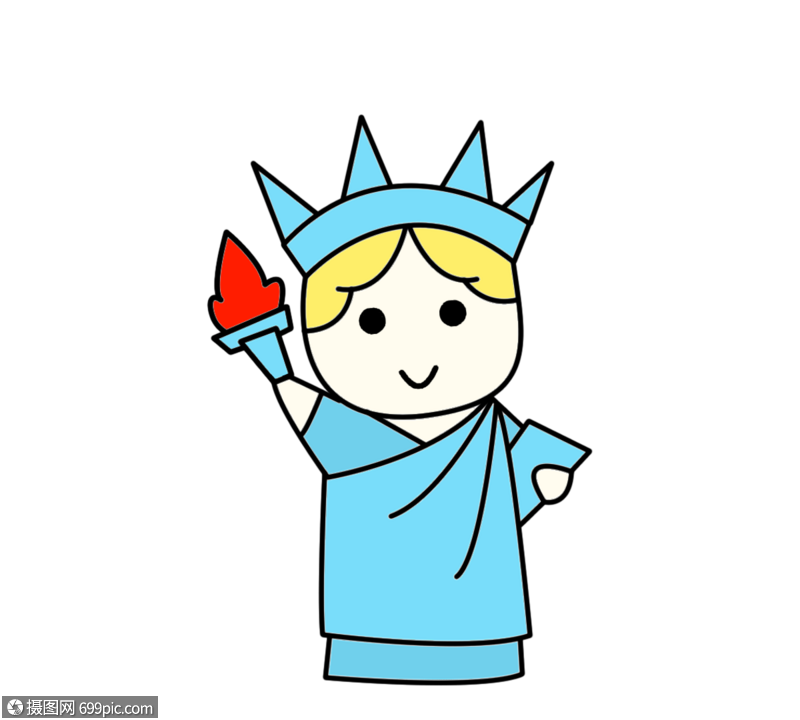 卡通自由女神像旅行贴纸