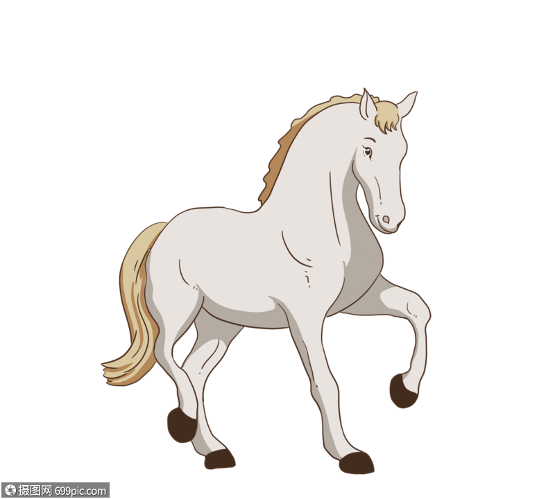白色手绘马可爱动物