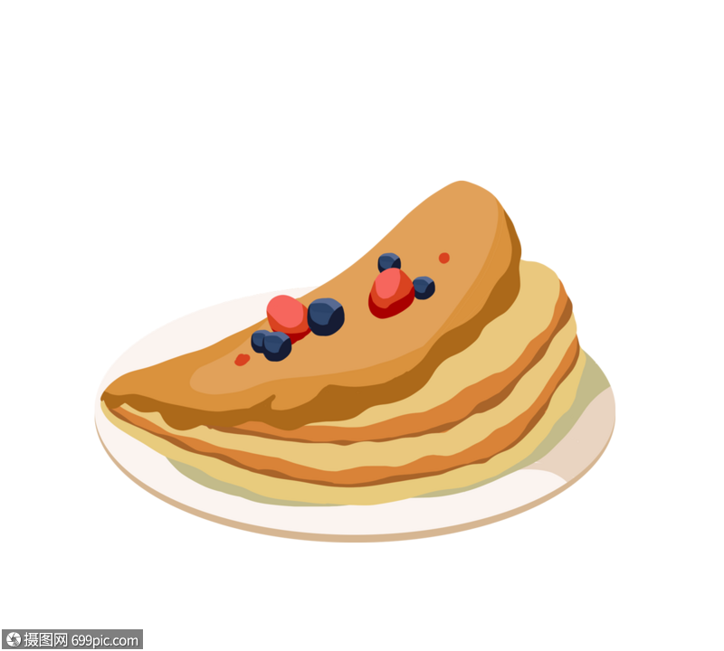 卡通手绘水果薄煎饼美味薄饼