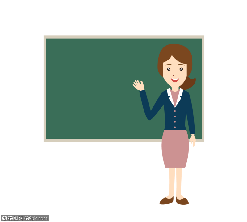 女老师讲台授课可爱卡通元素黑板讲课