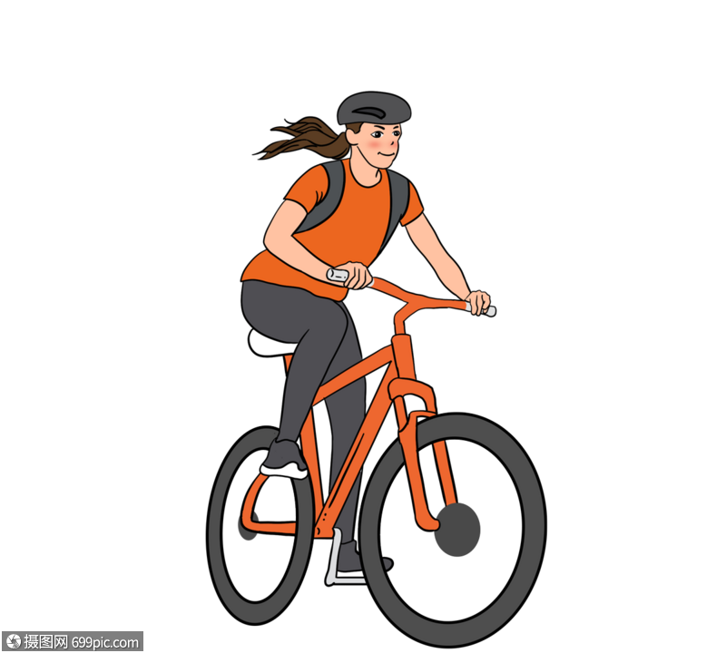 卡通手绘骑自行车人物骑行运动