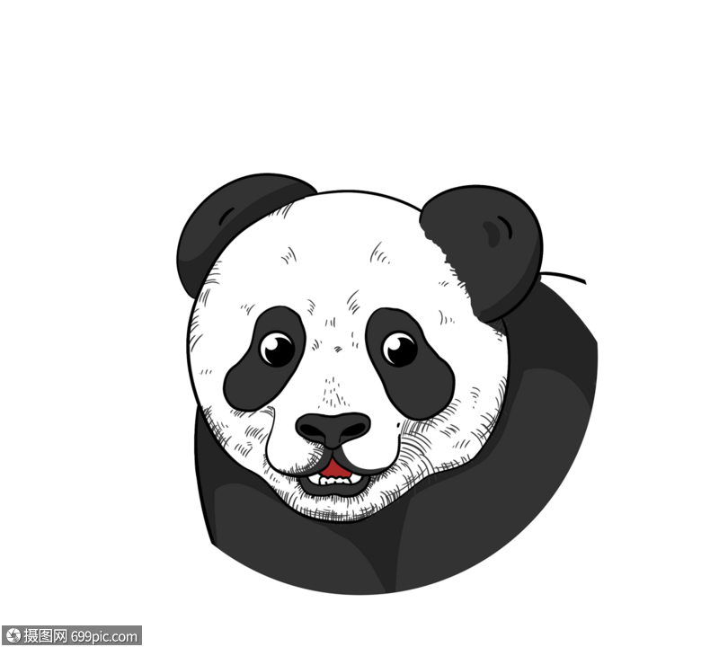 大熊猫头像可爱黑白
