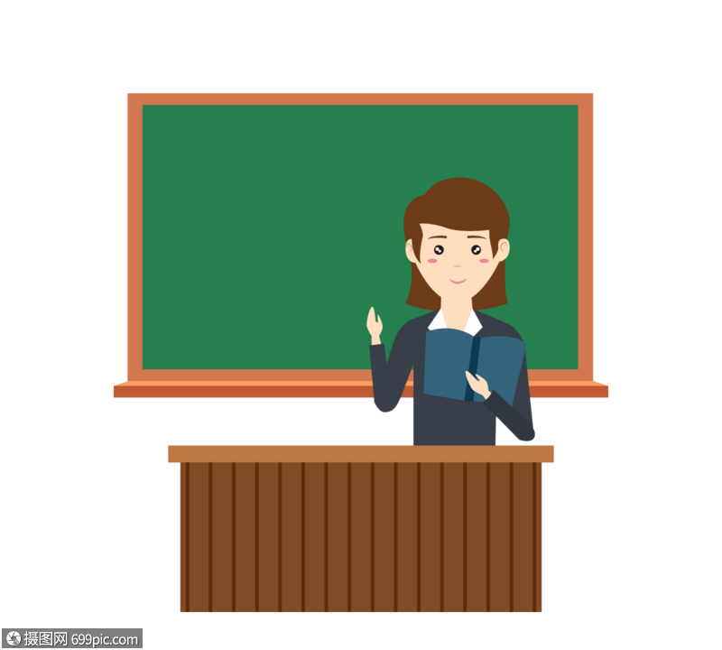 女老师讲台授课可爱卡通元素