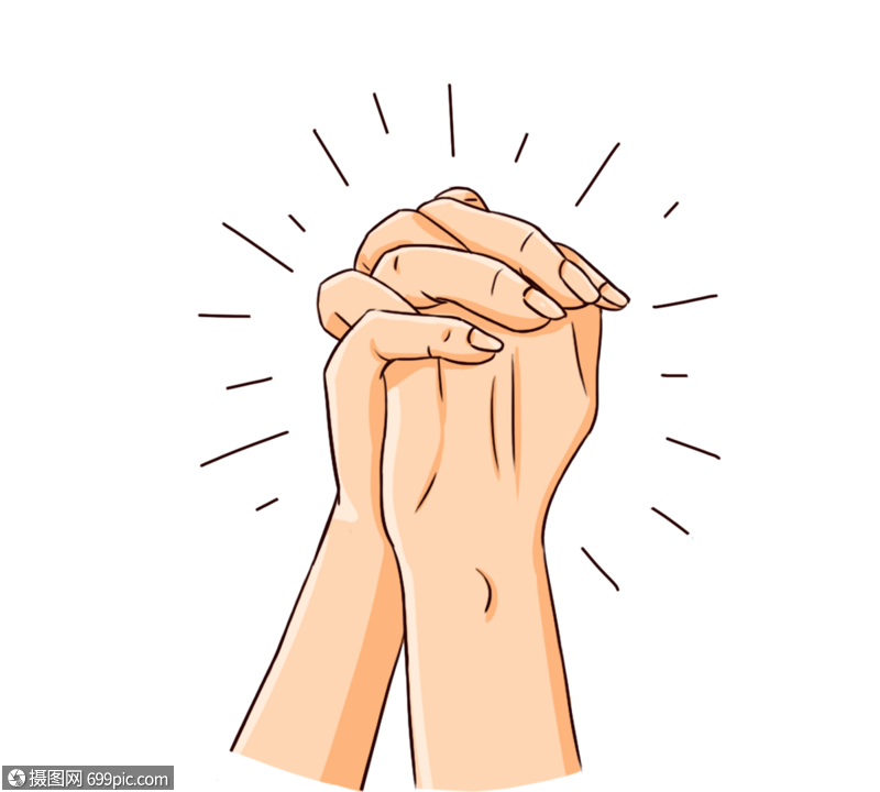 手绘祈祷手势双手合十感恩