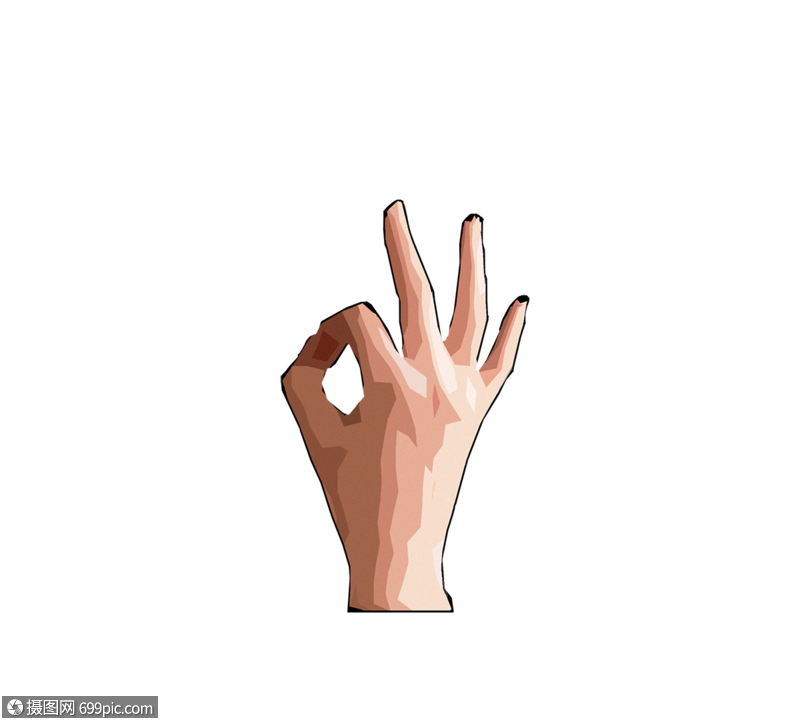 简约色块ok手势图片