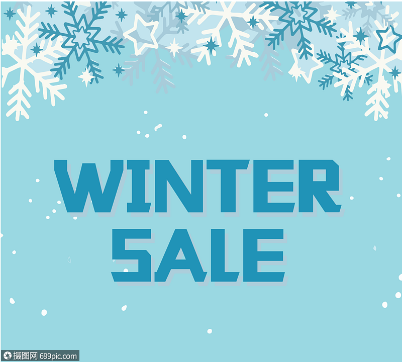 浅蓝色雪花在冬天促进英国元素英语冬日