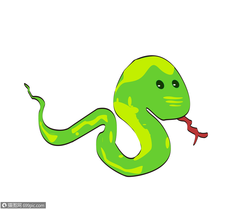 卡通绿色蛇手绘动物