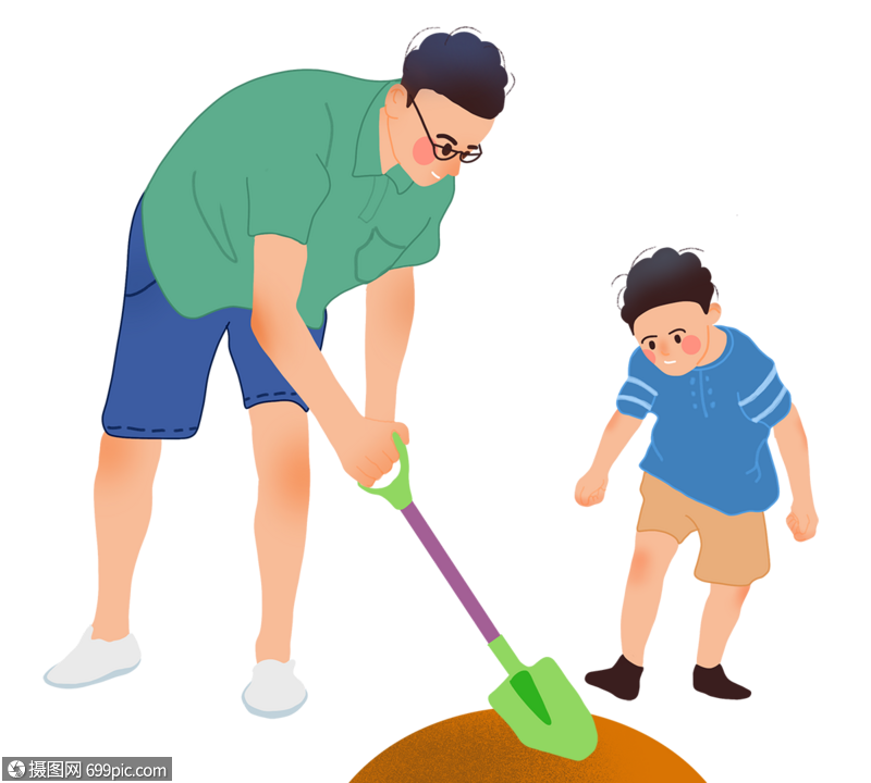 手绘简洁风格父亲节父亲与孩子