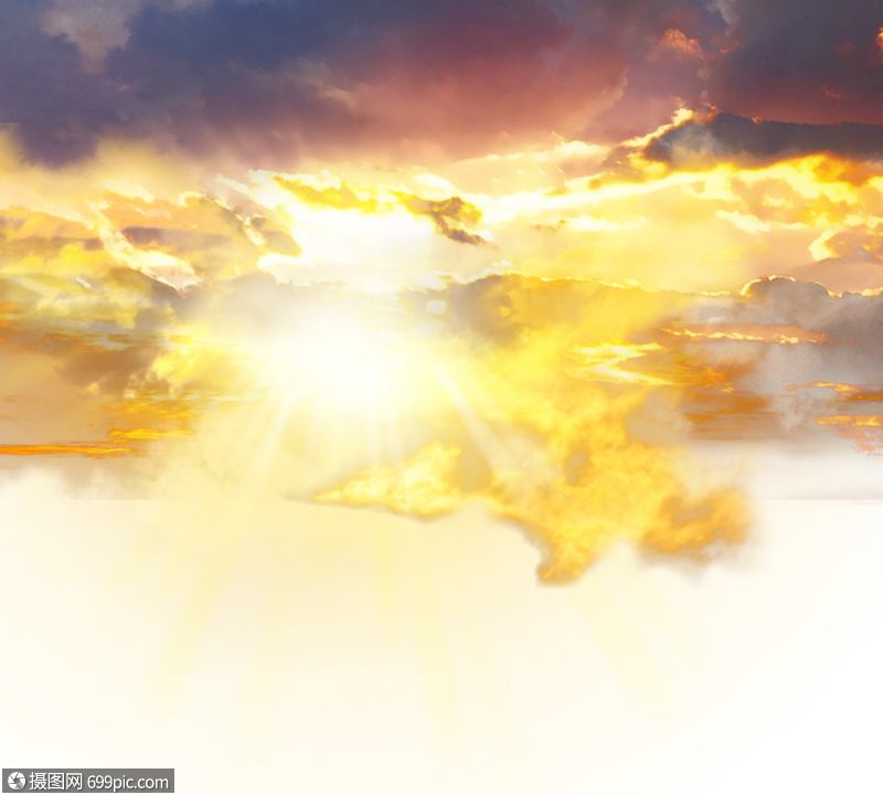写实风格创意感手绘梦幻晚霞云层太阳光