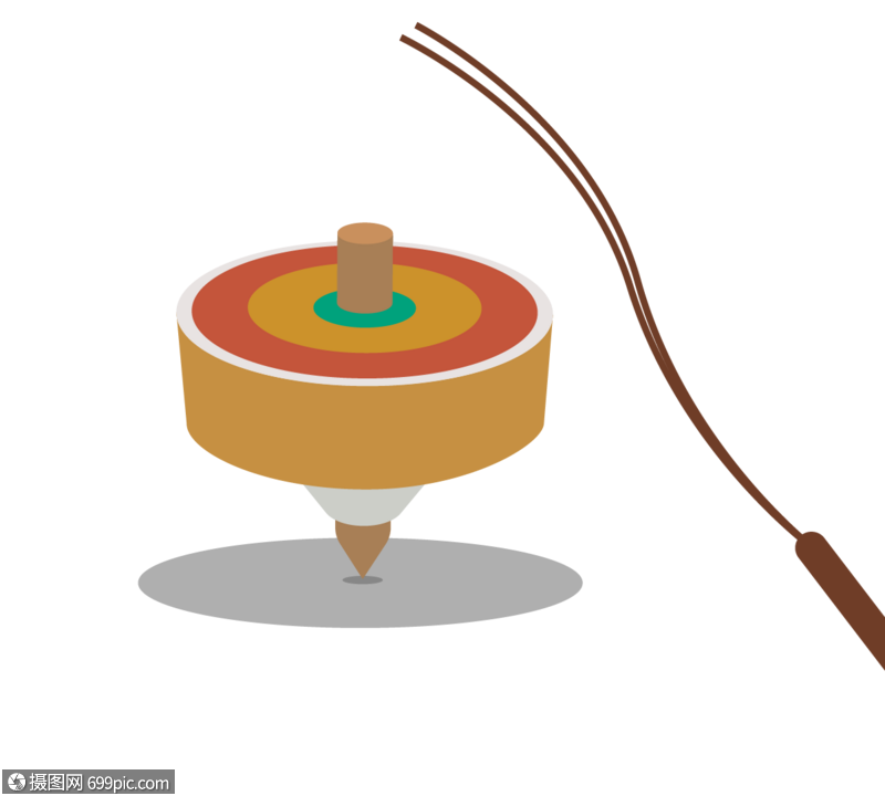 卡通彩色手绘陀螺元素