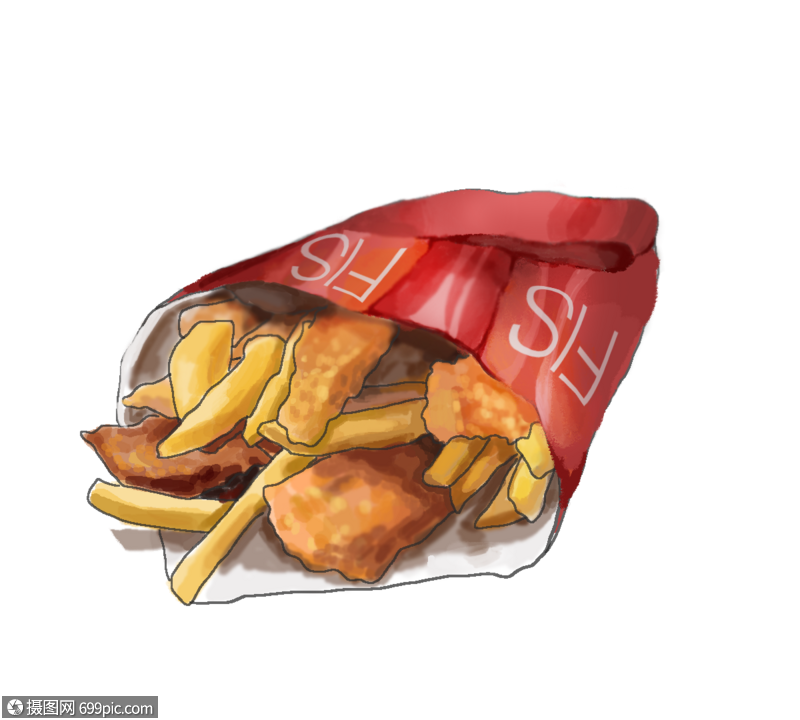 英国炸鱼薯条特色美食元素