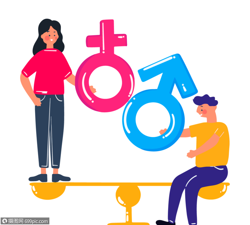 手绘卡通天秤性别平等