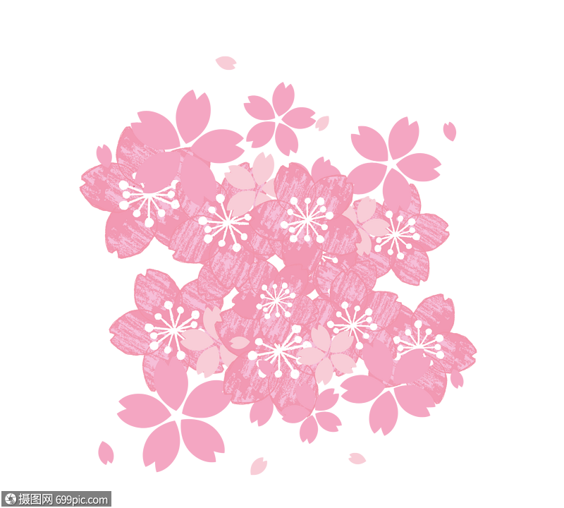 粉色笔触卡通手绘春季樱花简约