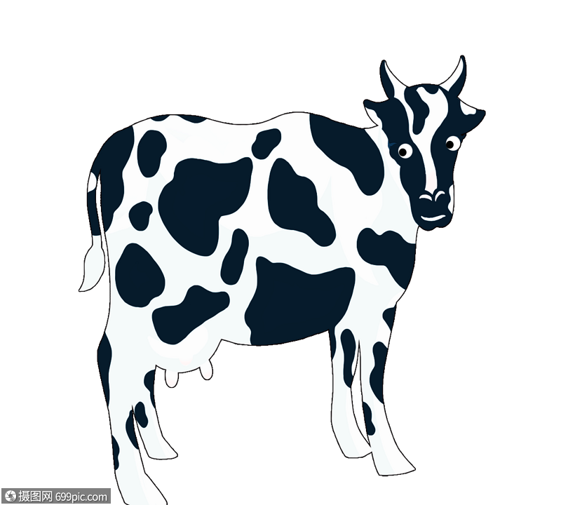 黑白色手绘卡通呆萌奶牛动物花纹