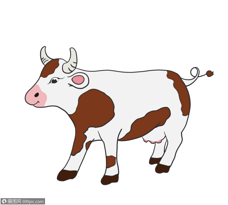 卡通手绘牛动物插图乳