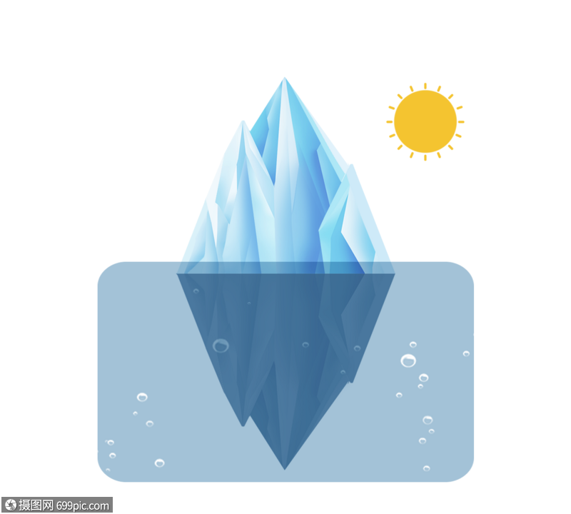 手绘扁平全球变暖气温升高冰川融化