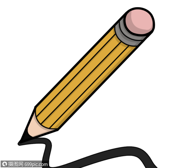 黄色手绘铅笔卡通学生