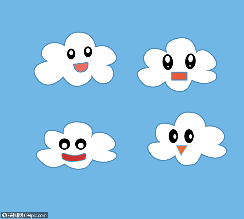 可爱表情包简约平面白云元素图