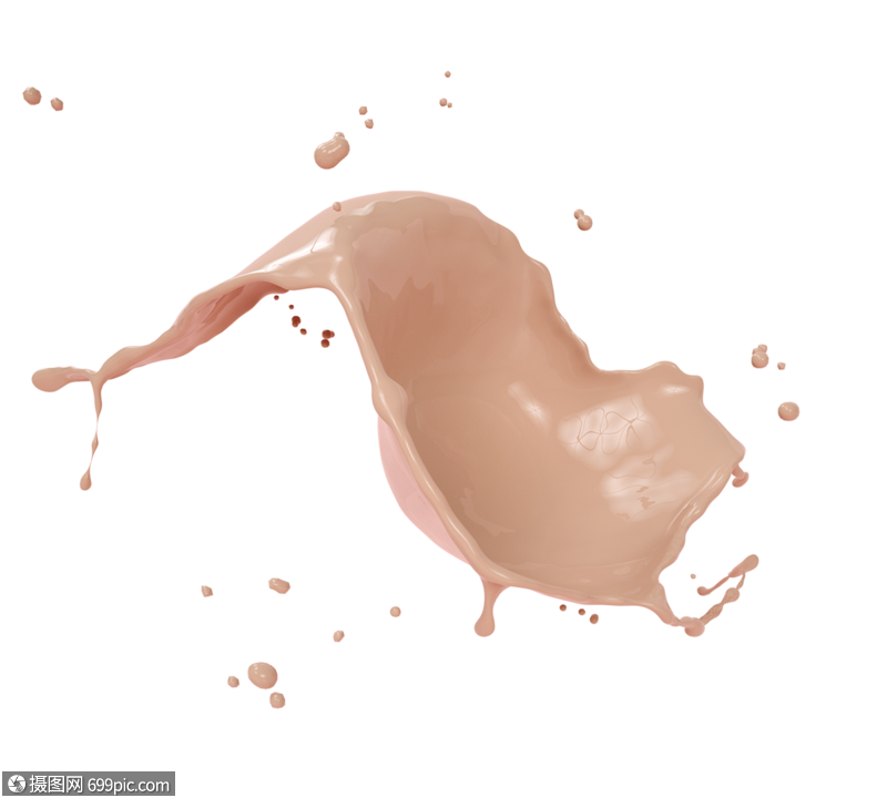 清新奶茶液体飞溅3d元素水花流体