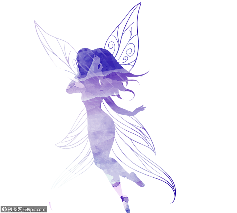 紫色翅膀小仙子童话花仙子