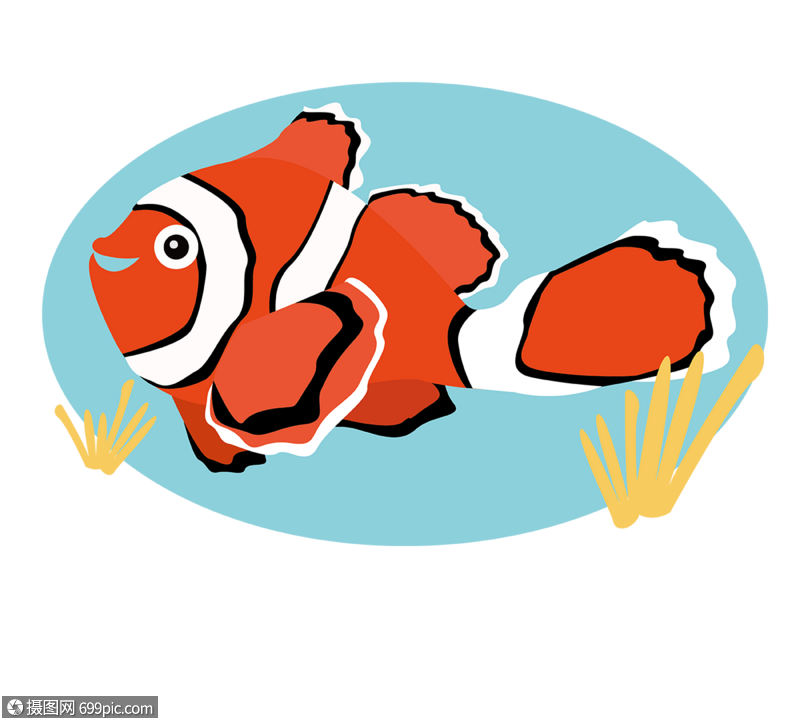 日本手绘风格石斑鱼卡通橙色