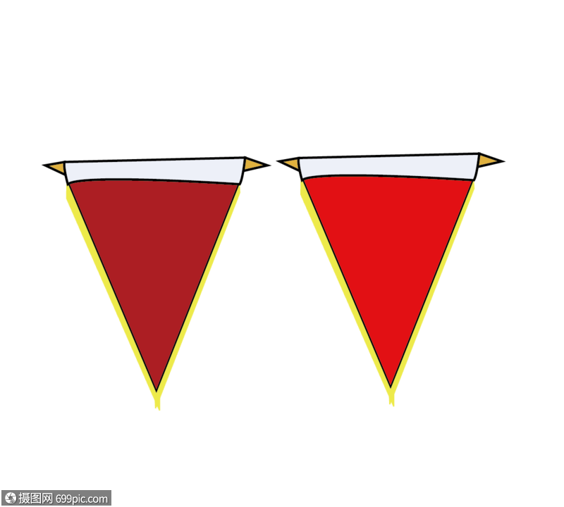 平面简约风格红色倒三角锦旗