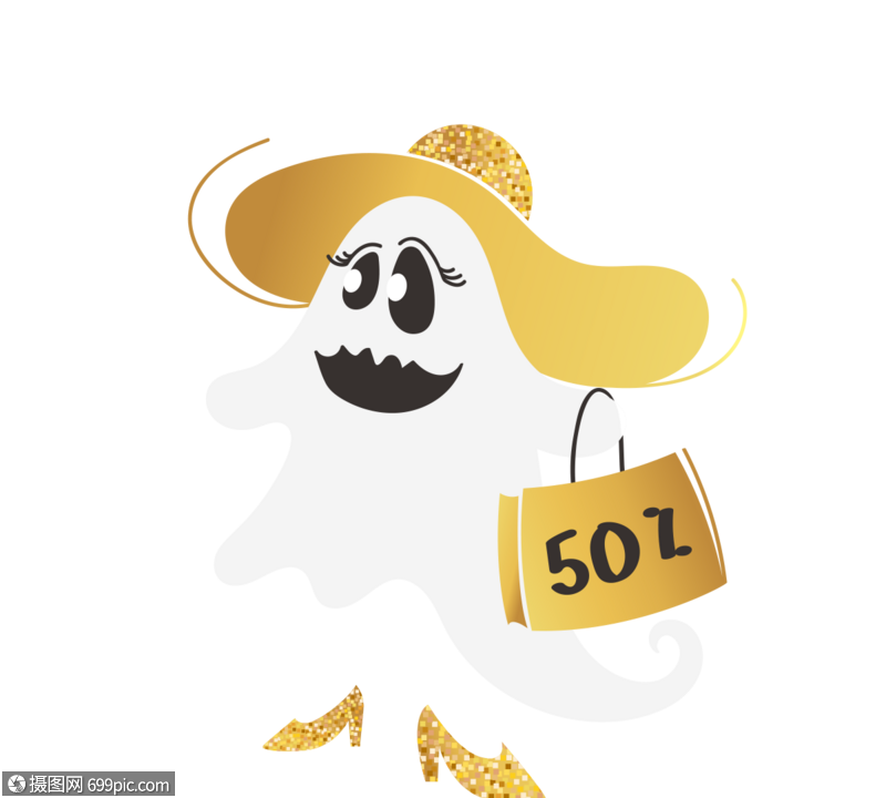 万圣节幽灵表情元素设计高跟鞋包包