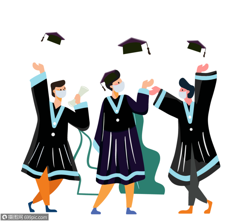 手绘卡通毕业生庆祝