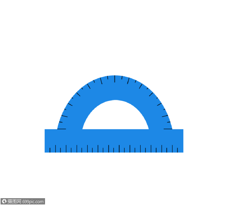 蓝色办公用品量角器卡通文具圆角尺