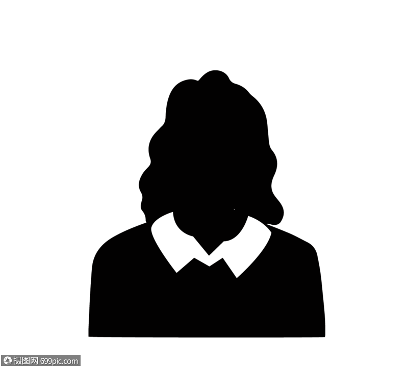 女生头像白领黑白商务人士剪影卷发