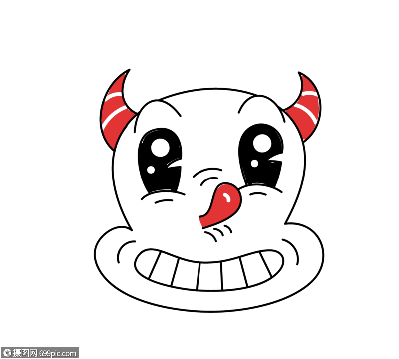 手绘可爱卡通小牛头