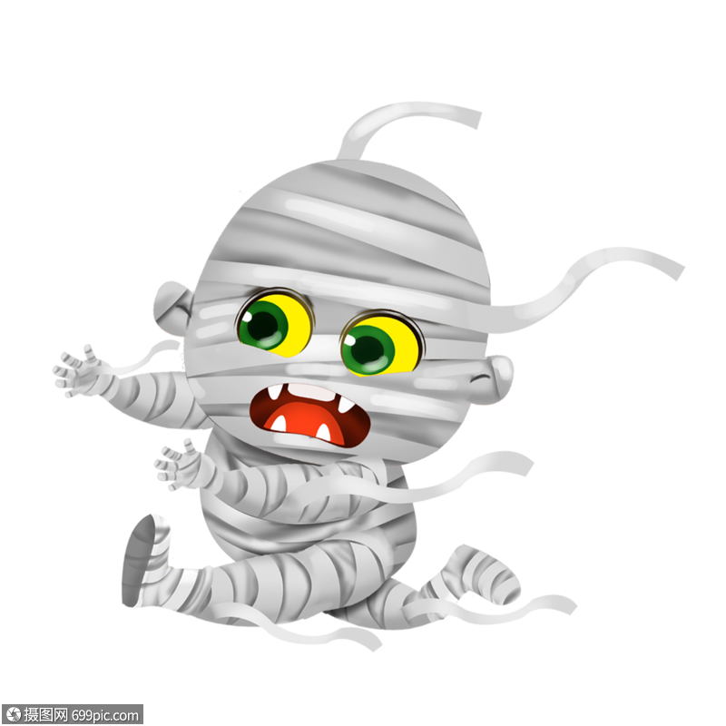 万圣节奔跑的木乃伊恐怖化妆